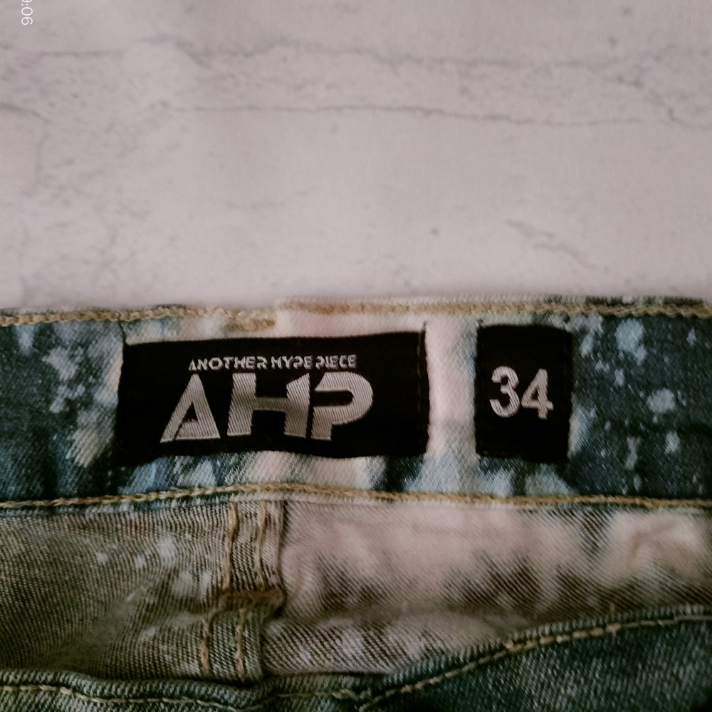 AHP Another Hype Piece Men's Jeans 34 x 32 Distressed 80s Stars Slim A15 - Picture 7 of 9